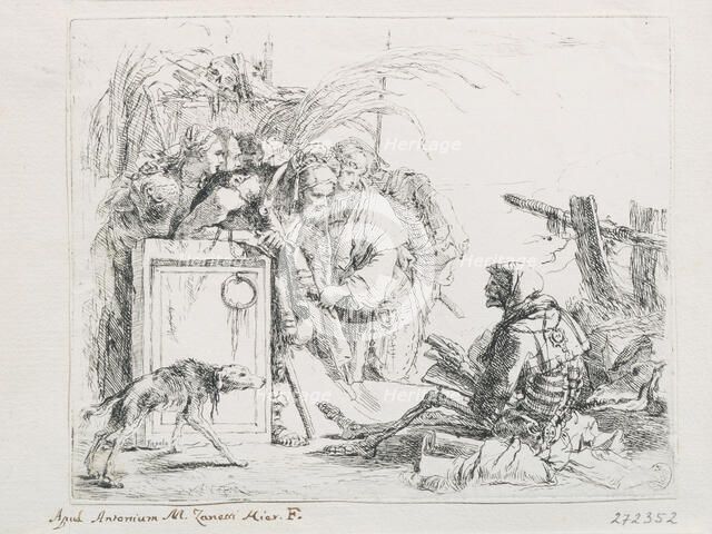 The visit at the death. From the Series ''Capriccios'', Mid of the 18th cen.. Artist: Tiepolo, Giambattista (1696-1770)