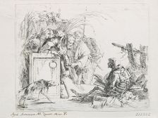 The visit at the death. From the Series 'Capriccios' Mid of the 18th cen.. Artist: Tiepolo, Giambattista (1696-1770)