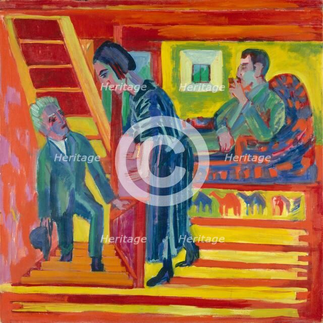 The Visit - Couple and Newcomer, 1922. Creator: Ernst Kirchner.