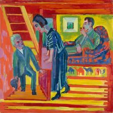 The Visit - Couple and Newcomer, 1922. Creator: Ernst Kirchner