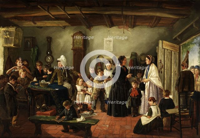 The visit to the classroom, 1859. Creator: Charles Hunt.