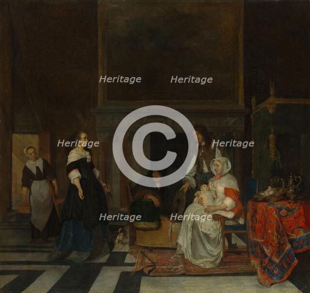 The Visit to the Nursery, 1661. Creator: Gabriel Metsu.