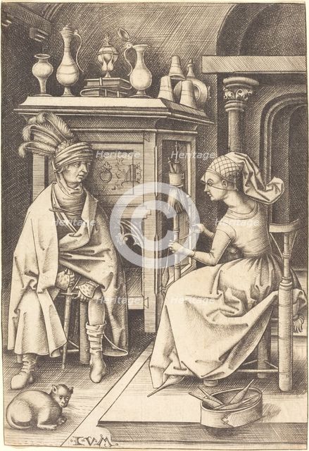 The Visit to the Spinner, c. 1495/1503. Creator: Israhel van Meckenem.