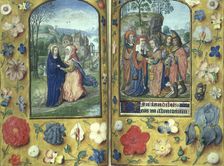 The Visitation, and Tobias and his wife Sara being welcomed by Anna, late 15th-16th century. Creator: Unknown