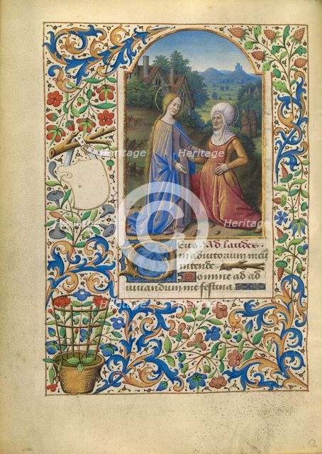 The Visitation; Katherine Hours, about 1480-1485. Creator: Jean Bourdichon.