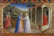 The Visitation one of the five small tables that make up the Annunciation Altarpiece, c. 1440