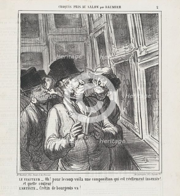 The visitor and the artist, from "Sketches from the Salon". Le Charivari, May 30, 1864 Creator: Honore Daumier.