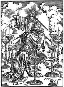 The Vision of The Seven Candlesticks from the Apocalypse 1498, (1936). Artist: Albrecht Dürer