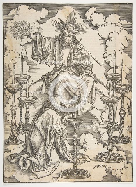 The Vision of the Seven Candlesticks, from The Apocalypse, German Edition 1498, ca. 1498. Creator: Albrecht Durer.
