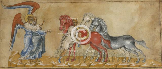 The Vision of Zechariah; miniature from a Book of Old Testament Prophets, about 1300. Creator: Unknown.