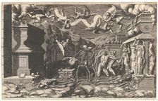 The Vision of Ezekiel; a group of corpses and skeletons emerging out of tombs, above them ..., 1554. Creator: Giorgio Ghisi