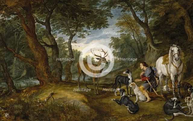The Vision of St Hubert, between 1617 and 1620. Creator: Jan Brueghel the Elder.