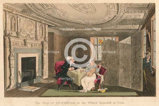 'The Visist of Dr Syntax to the Widow Hopefull at York', 1820. Artist: Thomas Rowlandson.