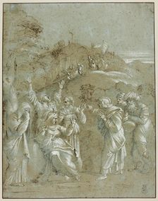 The Virgin, the Holy Women, and Saints John, James and Joseph of Arimathea, with Christ on..., n.d. Creator: Antonio Carracci