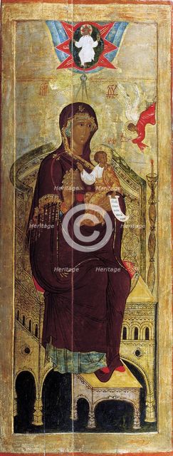 The Virgin "The Mountain torn out not by Hands", early 17th century. Creator: Russian icon.