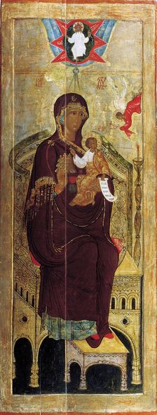 The Virgin "The Mountain torn out not by Hands", early 17th century. Creator: Russian icon