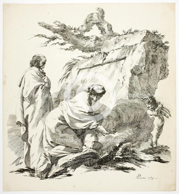 The Virgin Warms Jesus' Hands in the Fire, 1759. Creator: Jean Baptiste Marie Pierre.