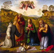 The Virgin with Child and Saints Francis and Jerome 1510s. Creator: Ghirlandaio, Ridolfo (1483-1561)