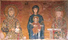 The Virgin with Child between emperor John II Comnenus and his wife, Irene, c1118. Creator: Byzantine Master