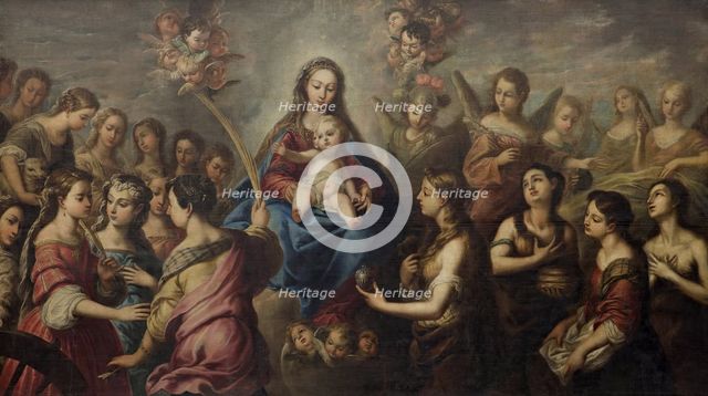 The Virgin with Saints and Angels, 17th century. Creator: Pedro Atanasio Bocanegra.