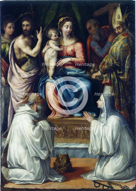 The Virgin with Saints Christina of Bolsena, John the Baptist, Philip, Nicholas…, 1540. Creator: Salviati (Rossi), Francesco (1510-1563).