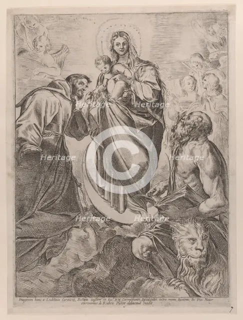 The Virgin with Saints Jerome and Francis, 1660-80. Creator: Girolamo Rossi.