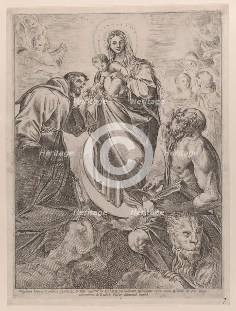 The Virgin with Saints Jerome and Francis, 1660-80. Creator: Girolamo Rossi.