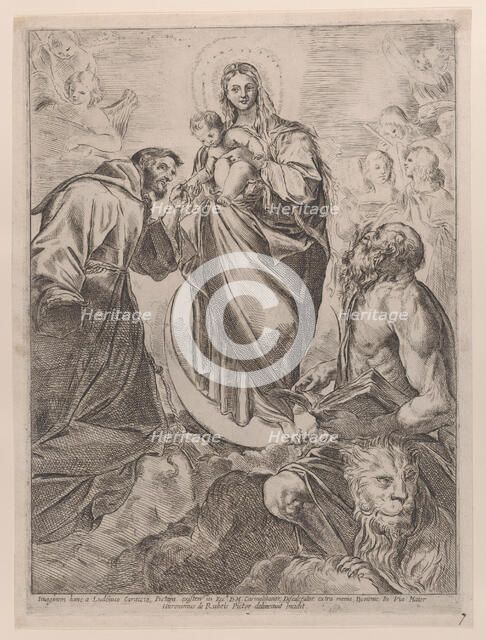 The Virgin with Saints Jerome and Francis, 1660-80. Creator: Girolamo Rossi.