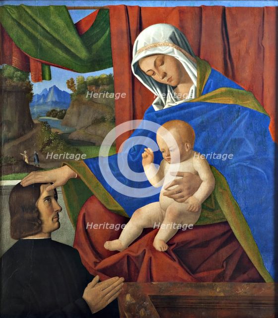 The Virgin with the Christ Child and a donor, n.d., c1460-1500. Creator: Francesco di Simone da Santacroce.