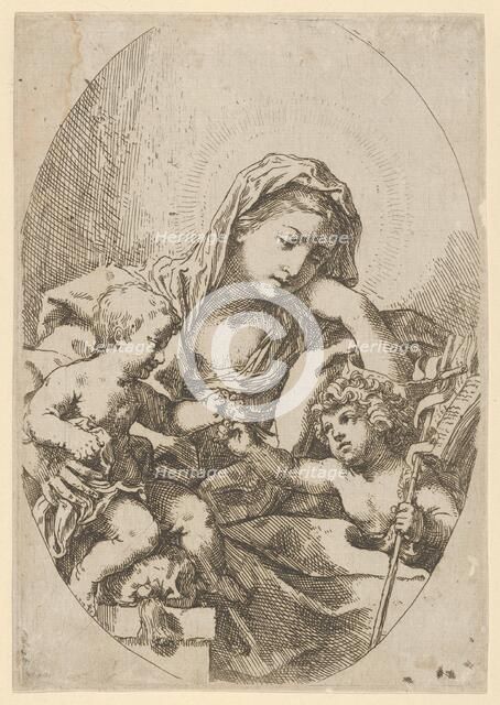 The Virgin with the Christ Child and the young Saint John the Baptist holding a bir..., ca. 1630-80. Creator: Lorenzo Loli.