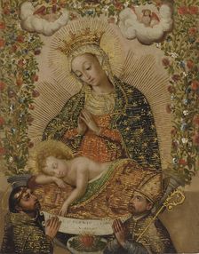 The Virgin Adoring the Christ Child with Two Saints, 18th century. Creator: Anon