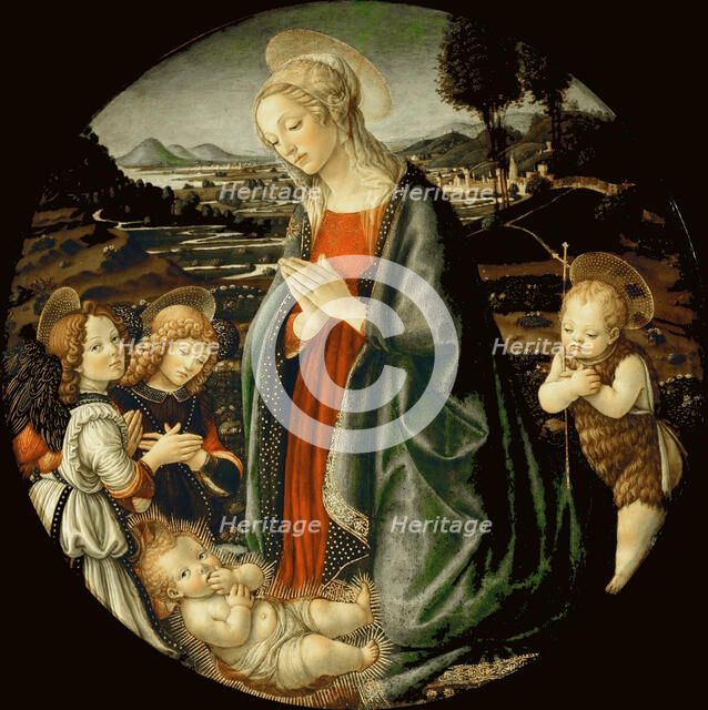 The Virgin Adoring the Christ Child with Saint John the Baptist and Two Angels, Last quarter of 15th Creator: Botticini, Francesco (1446-1497).