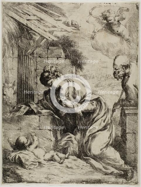 The Virgin Adoring the Infant Jesus, 1655. Creator: Bartolomeo Biscaino.