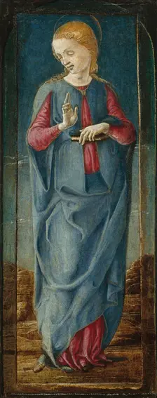 The Virgin Annunciate [middle right panel], c. 1470/1480. Creator: Cosmè Tura