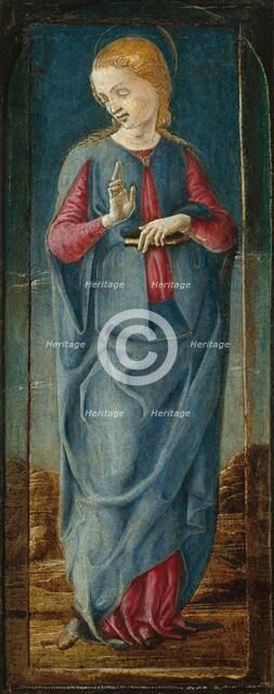 The Virgin Annunciate [middle right panel], c. 1470/1480. Creator: Cosmè Tura.