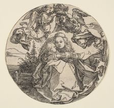 The Virgin and Child Crowned by Two Angels above a Landscape (landscape trimmed out), ca. 1504. Creator: Albrecht Durer