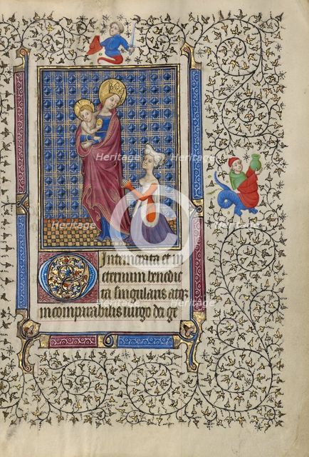 The Virgin and Child and a Woman in Prayer; Book of Hours, about 1410. Creator: Unknown.