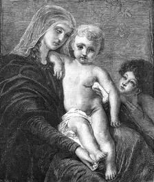 "The Virgin and Child and St. John," by Professor C. Verlat, in the International Exhibition, 1871. Creator: R. Taylor