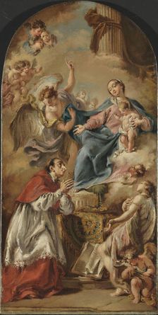 The Virgin and Child adored by Saint Carlo Borromeo, Undated. Creator: Giovanni Battista Pittoni the Younger