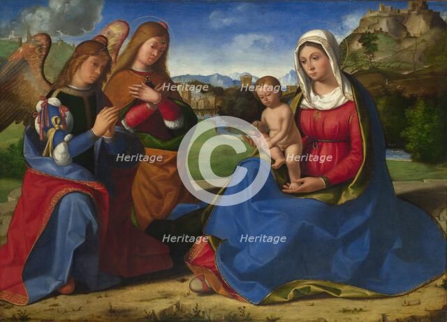 The Virgin and Child adored by Two Angels, c. 1505. Artist: Previtali, Andrea (ca 1480-1528)