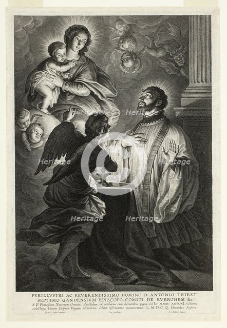 The Virgin and Child Appearing to Saint Francis Xavier, 1610/59. Creator: Schelte Adamsz Bolswert.