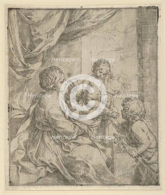 The Virgin and Child at a table with the young John the Baptist, ca. 1600-1640. Creator: Guido Reni.