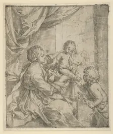 The Virgin and Child at a table with the young John the Baptist, ca. 1600-1640. Creator: Guido Reni