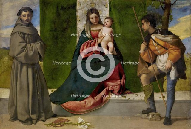 The Virgin and Child between Saint Anthony of Padua and Saint Roch, c1508. Creator: Titian.