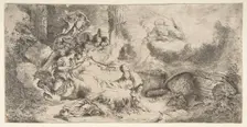 The Virgin and Child, God the father upper right, angels at left, ca. 1647-50. Creator: Giovanni Benedetto Castiglione