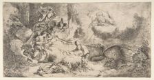 The Virgin and Child, God the father upper right, angels at left, ca. 1647-50. Creator: Giovanni Benedetto Castiglione