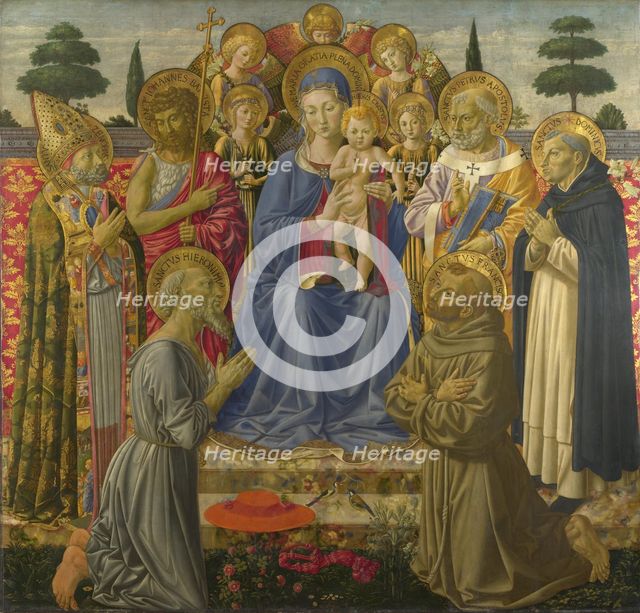 The Virgin and Child Enthroned among Angels and Saints, 1460s. Artist: Gozzoli, Benozzo (ca 1420-1497)