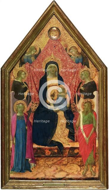 The Virgin and Child enthroned between four Angels, a Martyr Saint and Saint John the Baptist, 1340. Creator: Bartolommeo Bulgarini.