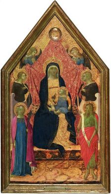 The Virgin and Child enthroned between four Angels, a Martyr Saint and Saint John the Baptist, 1340. Creator: Bartolommeo Bulgarini