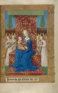 The Virgin and Child Enthroned; Book of Hours, 1478. Creator: Master of Guillaume Lambert